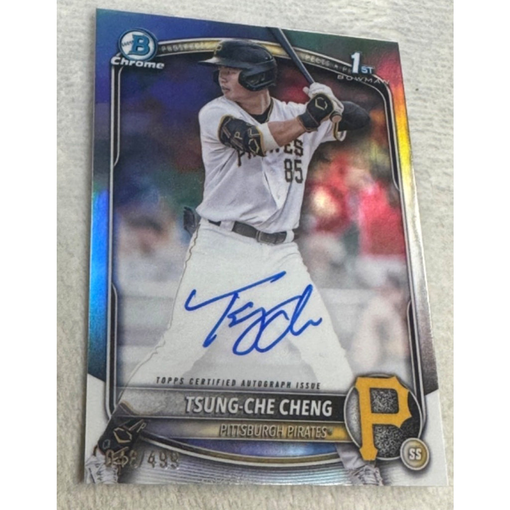 TSUNG-CHE CHENG 2025 BOWMAN CHROME 1ST AUTO REFRACTOR /499 #CPA-TC ROOKIE RC MLB