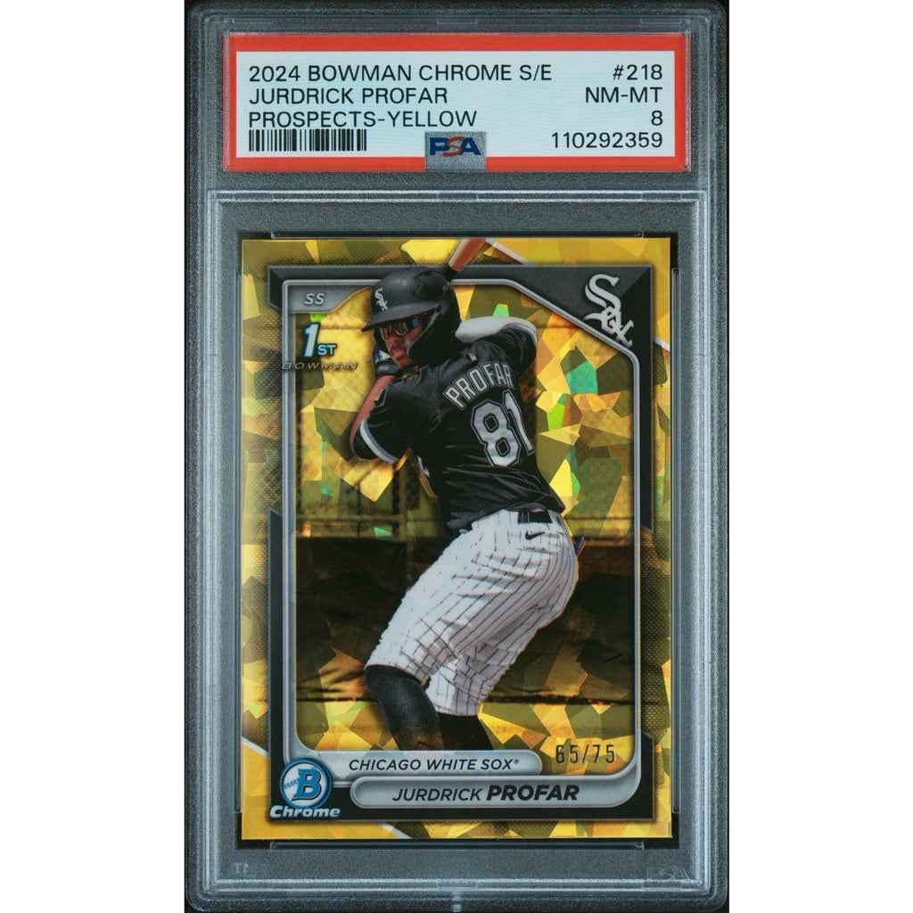 2024 Bowman Chrome Sapphire Jurdrick Profar Prospects Yellow /75 White Sox PSA