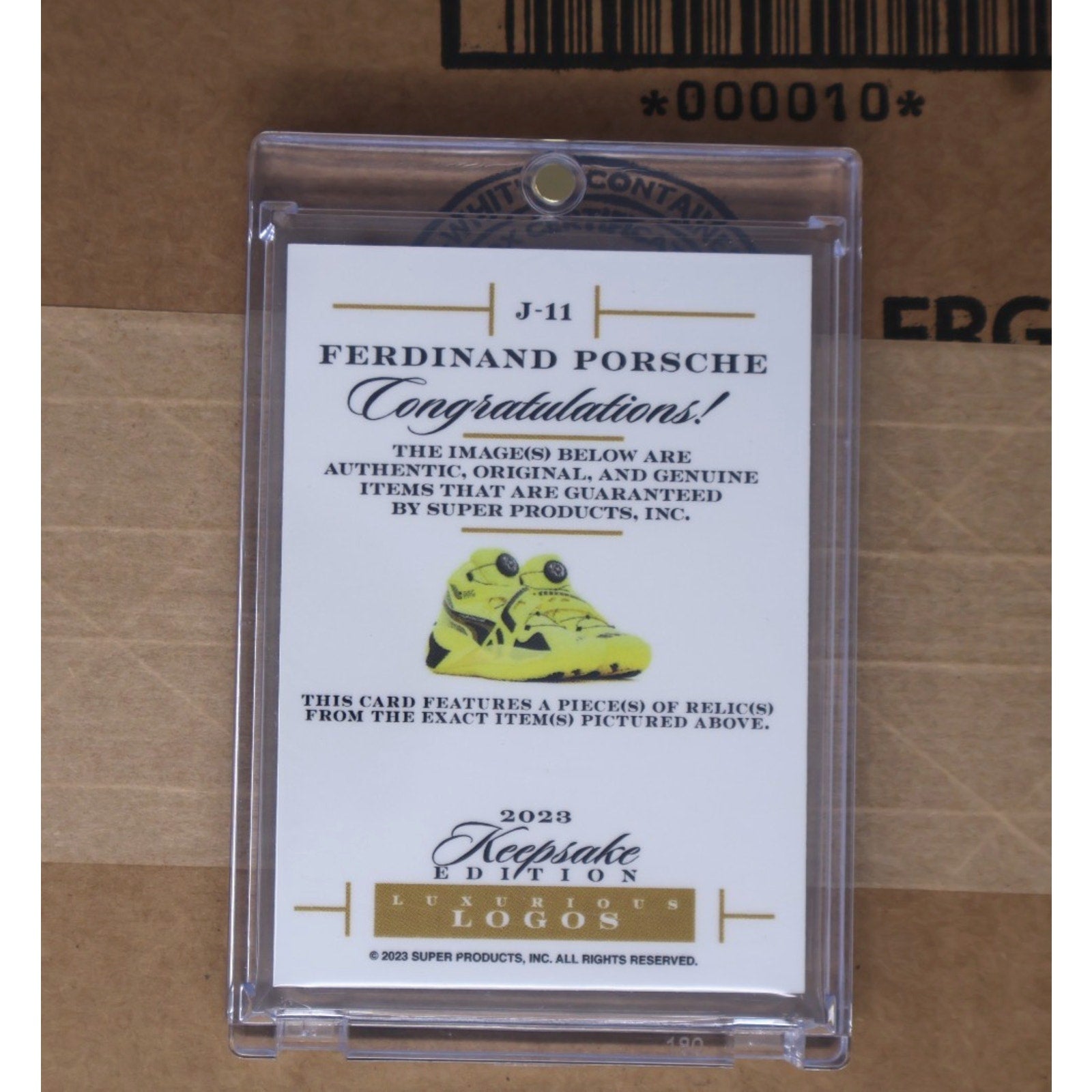 Ferdinand Porsche 2023 Keepsake Edition Luxurious Logos Authentic Relic #J-11