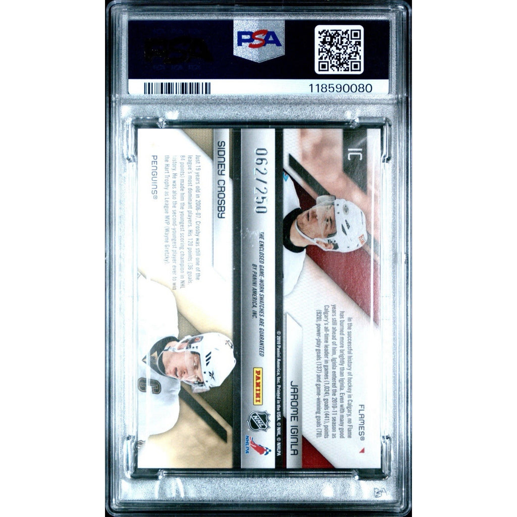 2010 Panini Certified J. Iginla / S. Crosby Shirt Off My Back Combos #IC PSA 10