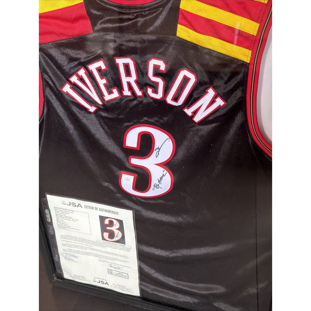 Allen Iverson signed Mitchell & Ness Philadelphia 76ers Black Alternate Hardwood Classics jersey with JSA authentication