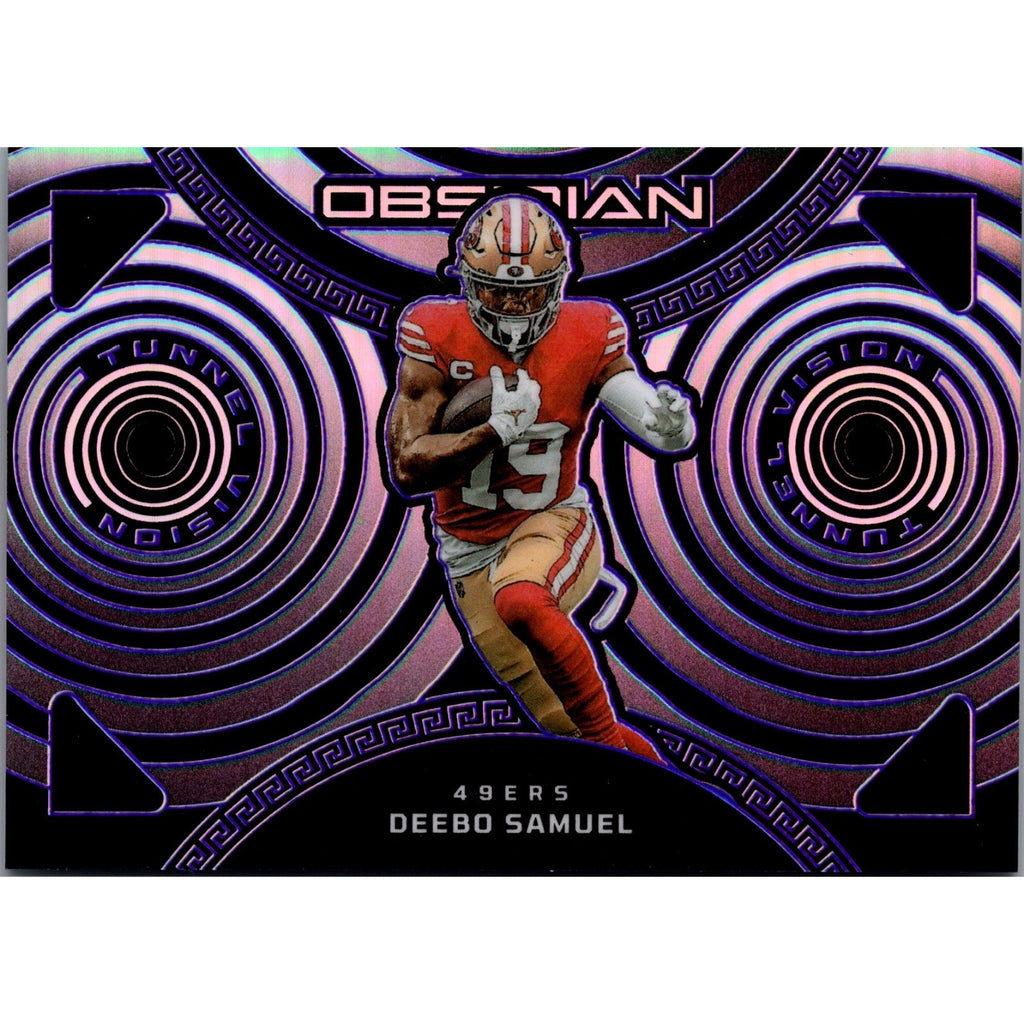 Deebo Samuel 2023 Panini Obsidian Football Tunnel Vision Purple #23 /75
