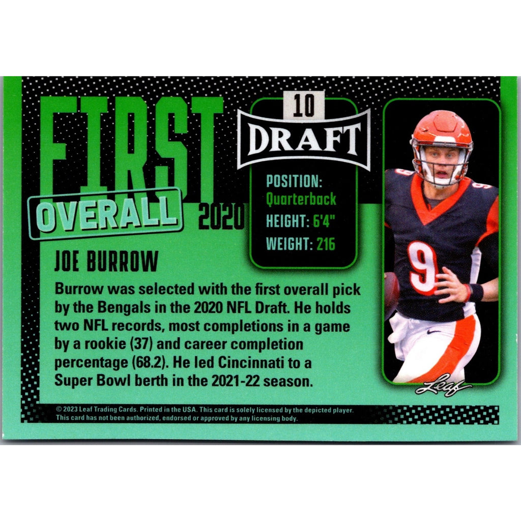JOE BURROW 2023 Leaf Draft FIRST OVERALL #10 LSU/BENGALS