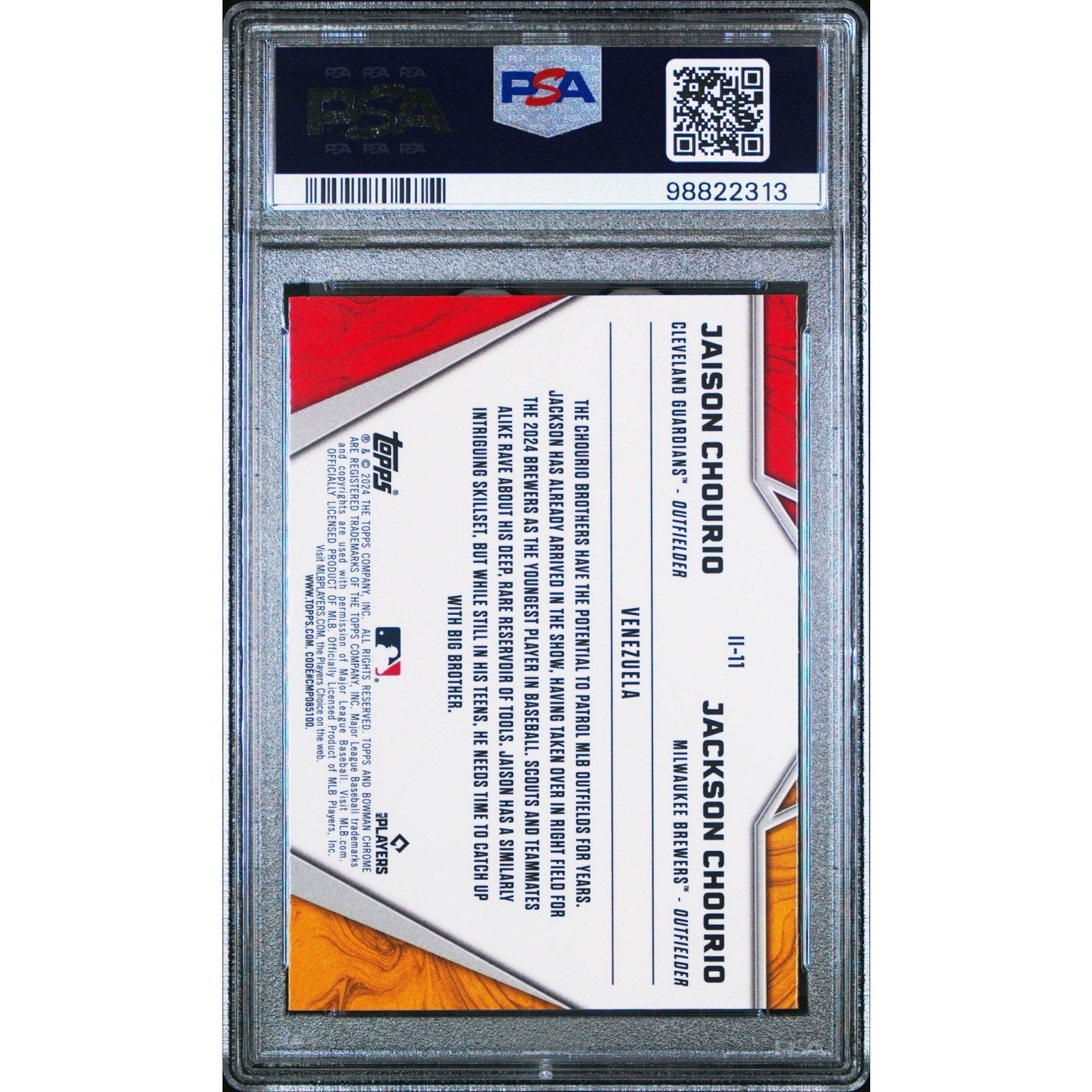 2024 BOWMAN CHROME JACKSON CHOURIO JAISON CHOURIO INTERNATIONAL #II11 PSA 10