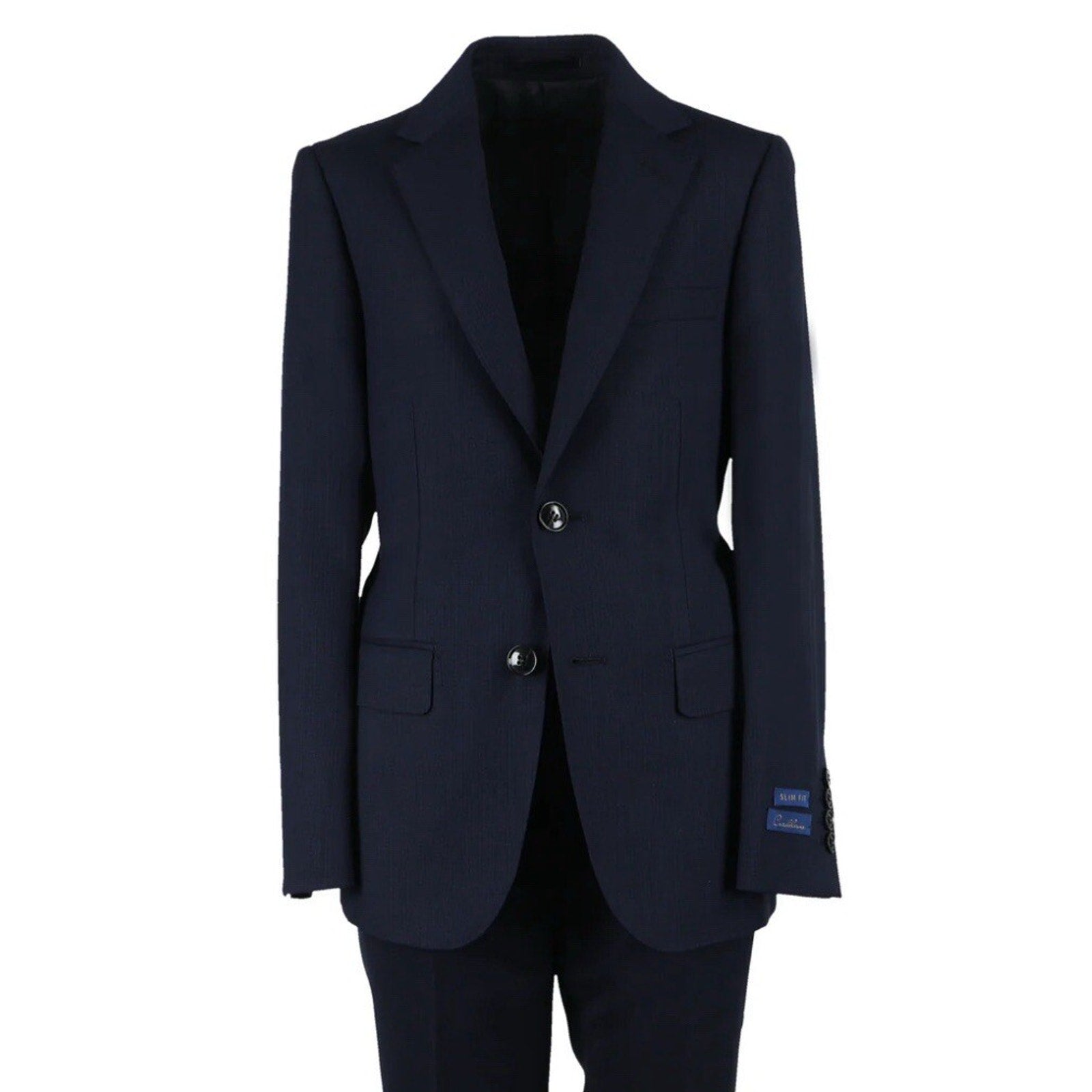Cardeliano Mens Navy Wool Suit Size 42 Regular Slim Trim Fit Dark Blue Fashion