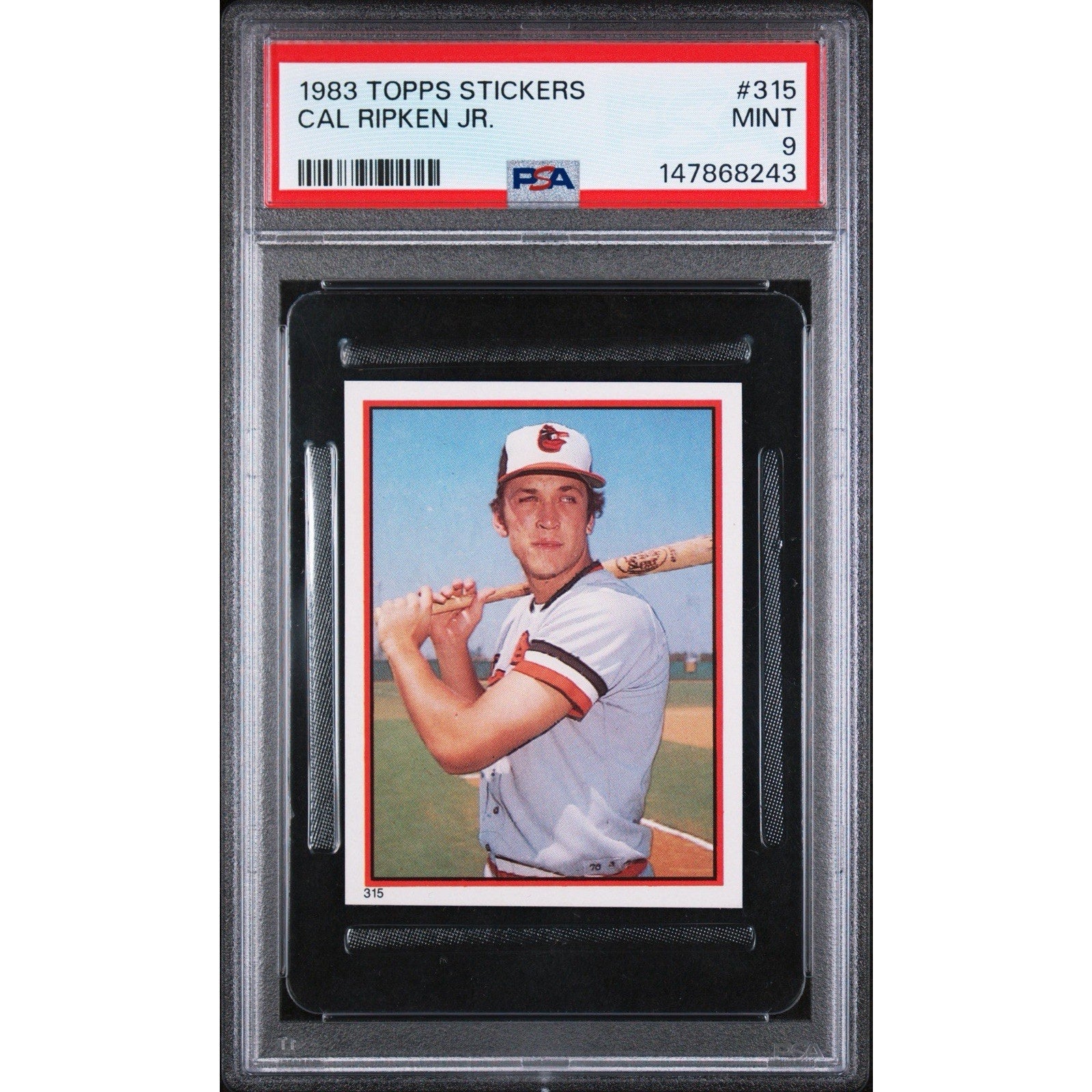 1983 Topps Stickers Cal Ripken Jr. #315 PSA 9 Mint Baltimore Orioles vintage MLB sticker card front