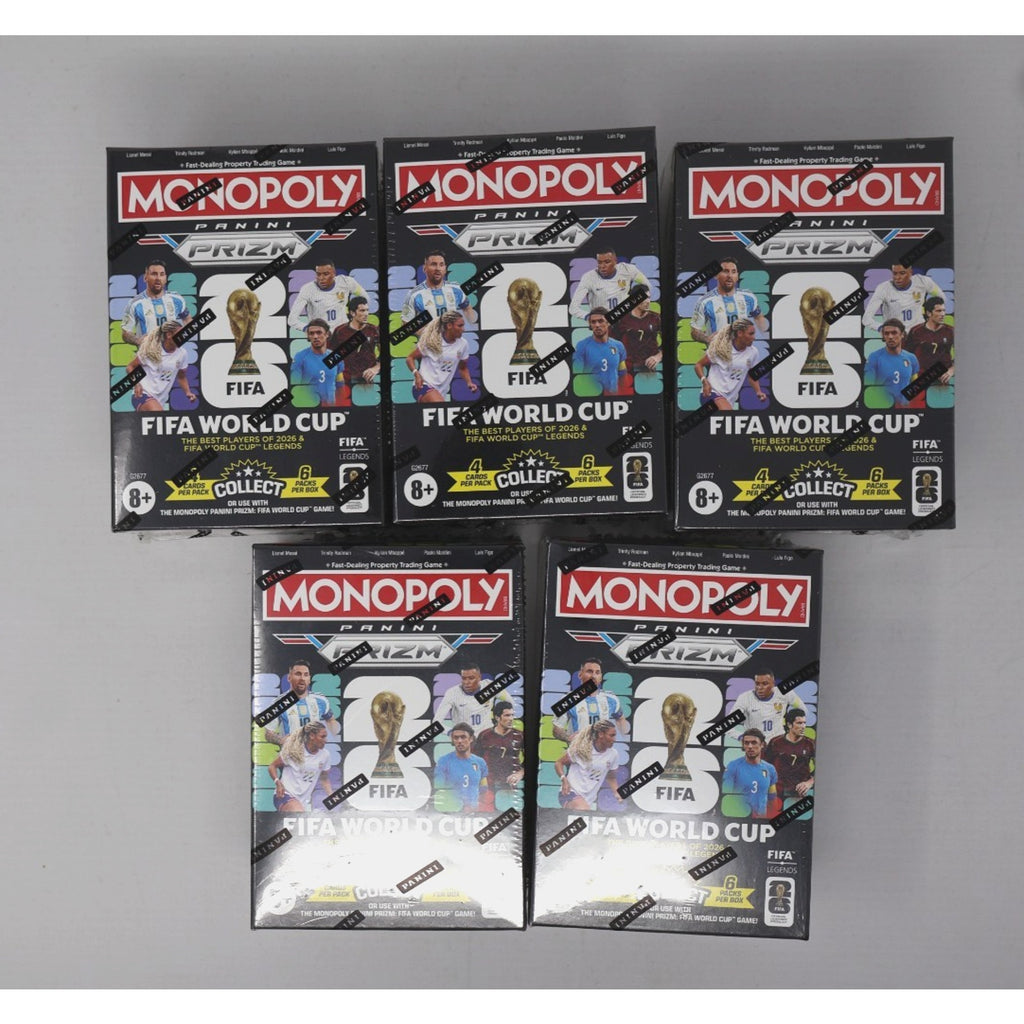 Lot Of 5 2026 Panini Prizm Monopoly FIFA World Cup Blaster Box - FACTORY SEALED