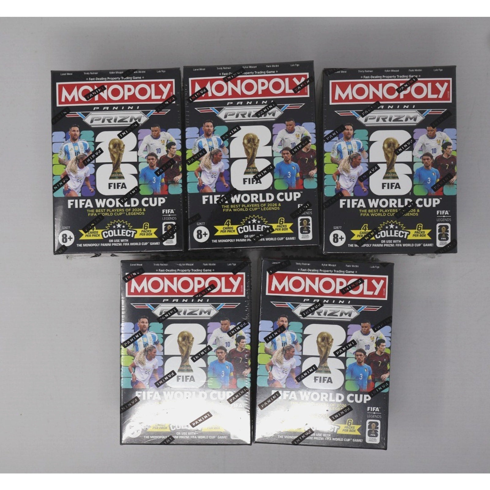 Lot Of 5 2026 Panini Prizm Monopoly FIFA World Cup Blaster Box - FACTORY SEALED