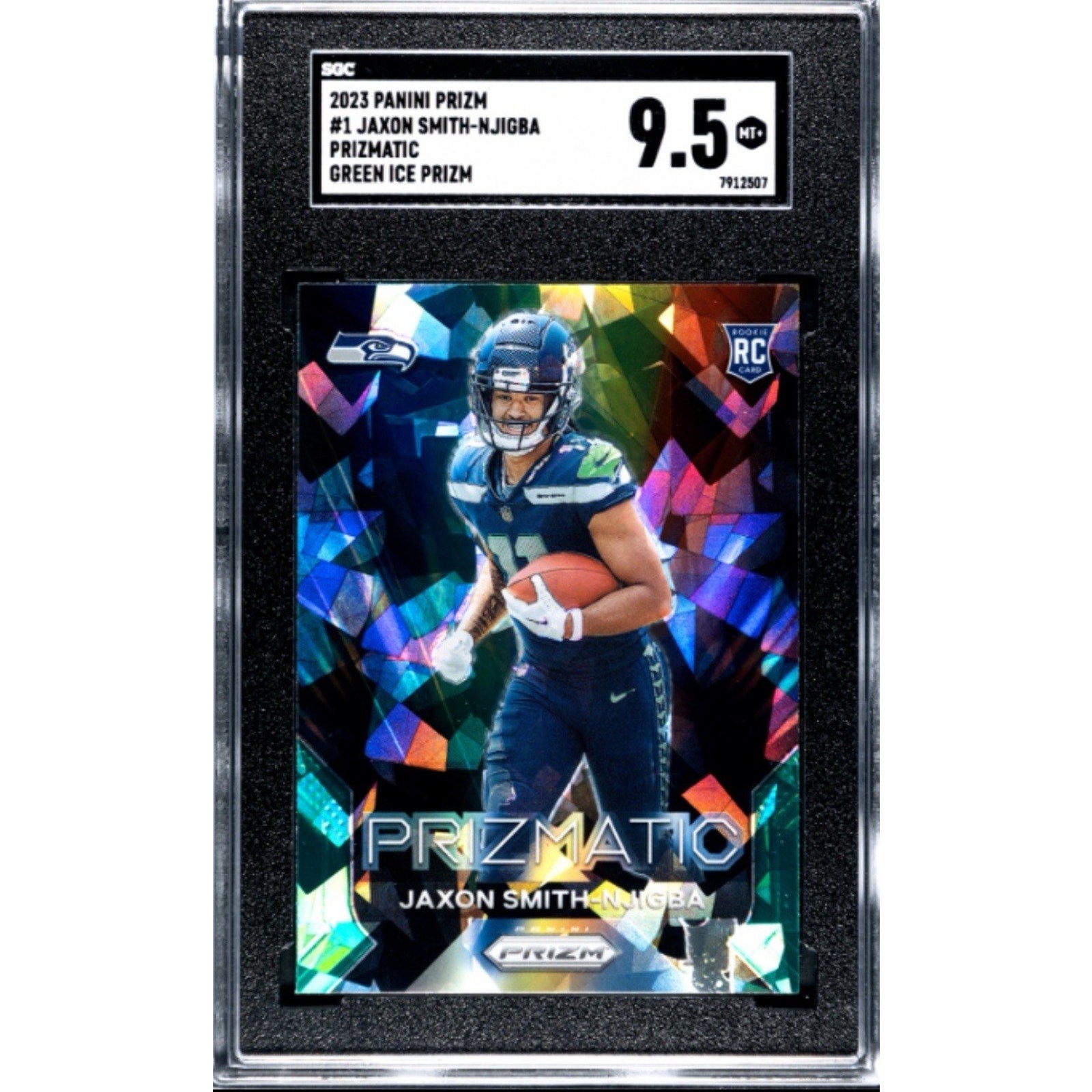 2023 Panini Prizm Jaxon Smith-Njigba Prizmatic Green Ice SGC 9.5 Rookie Seahawks