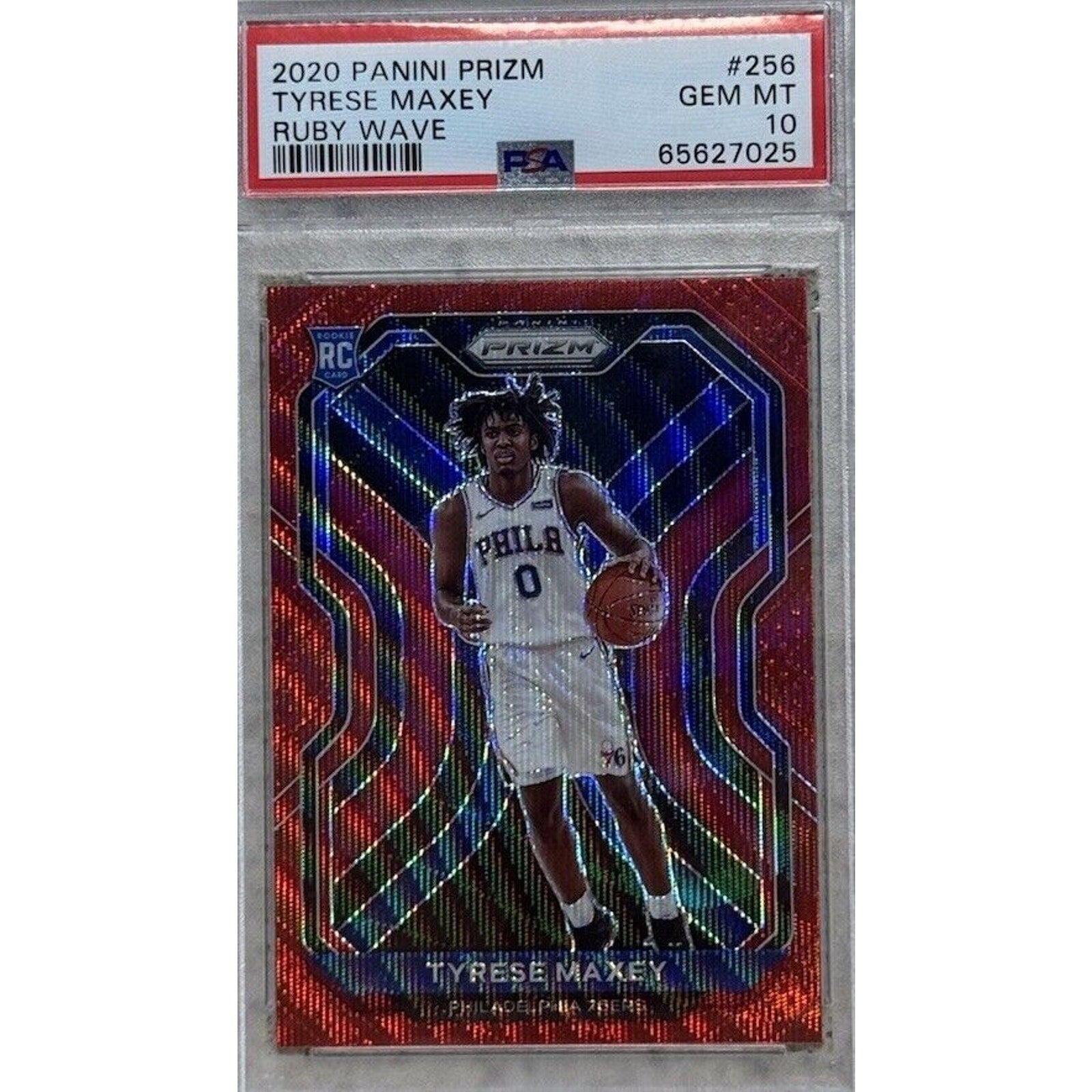 Tyrese Maxey Rookie RC 2020 Prizm Red Ruby Wave Prizm #256 PSA 10 Gem Mint
