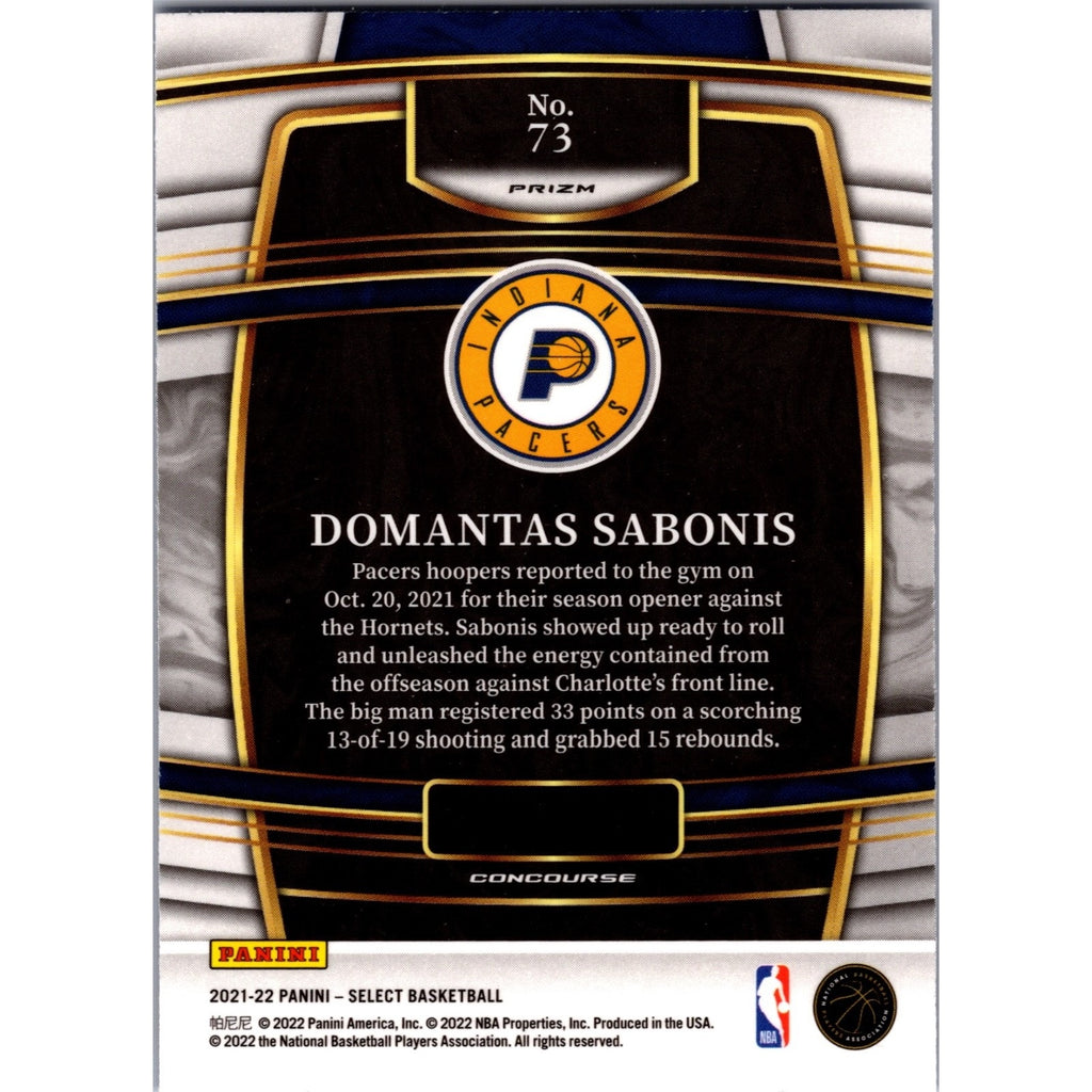 Domantas Sabonis 2021-22 Select Concourse Blue Shimmer Prizm #73 Mint