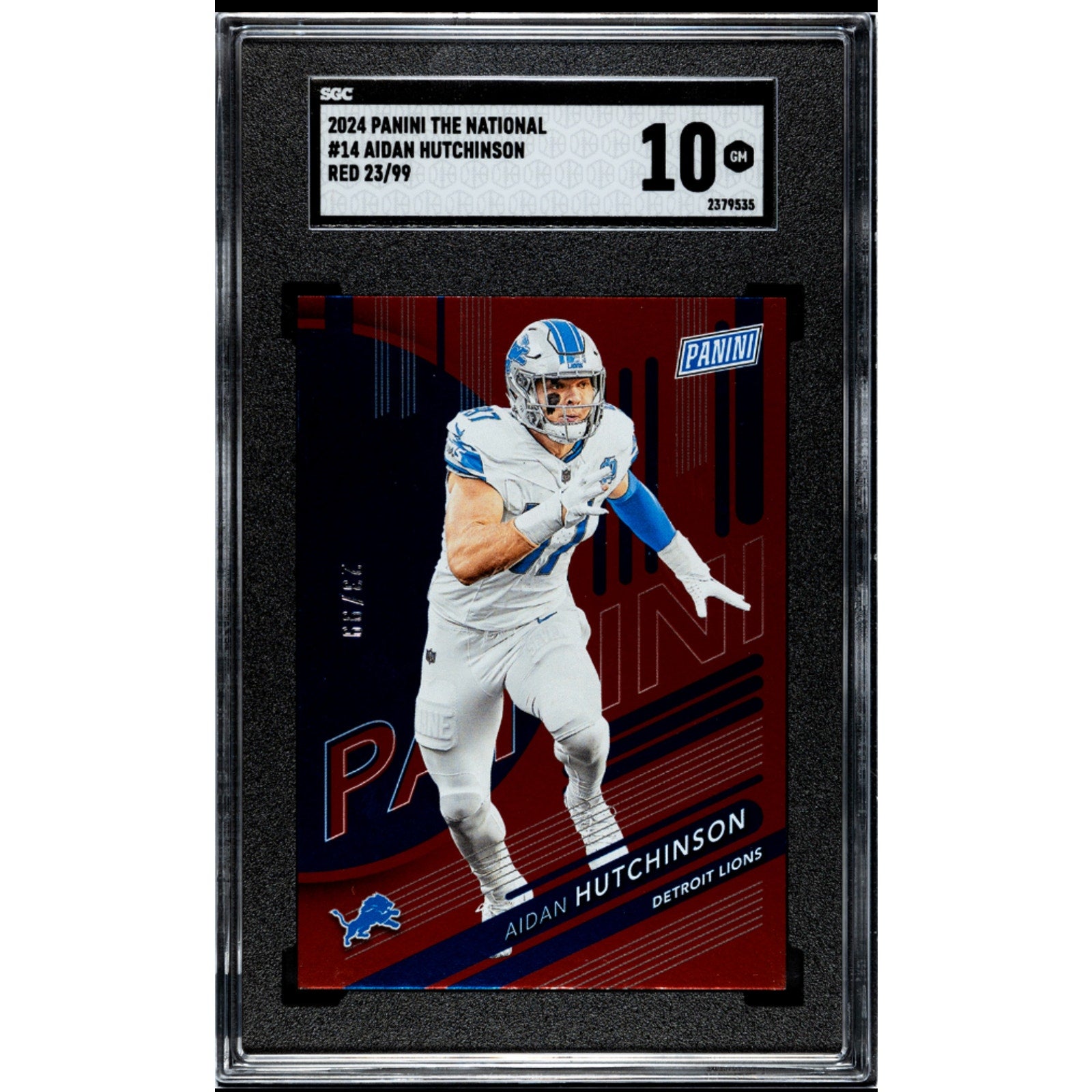 2024 Panini National Convention Red /99 Aidan Hutchinson #14 SGC 10 Gem Mint