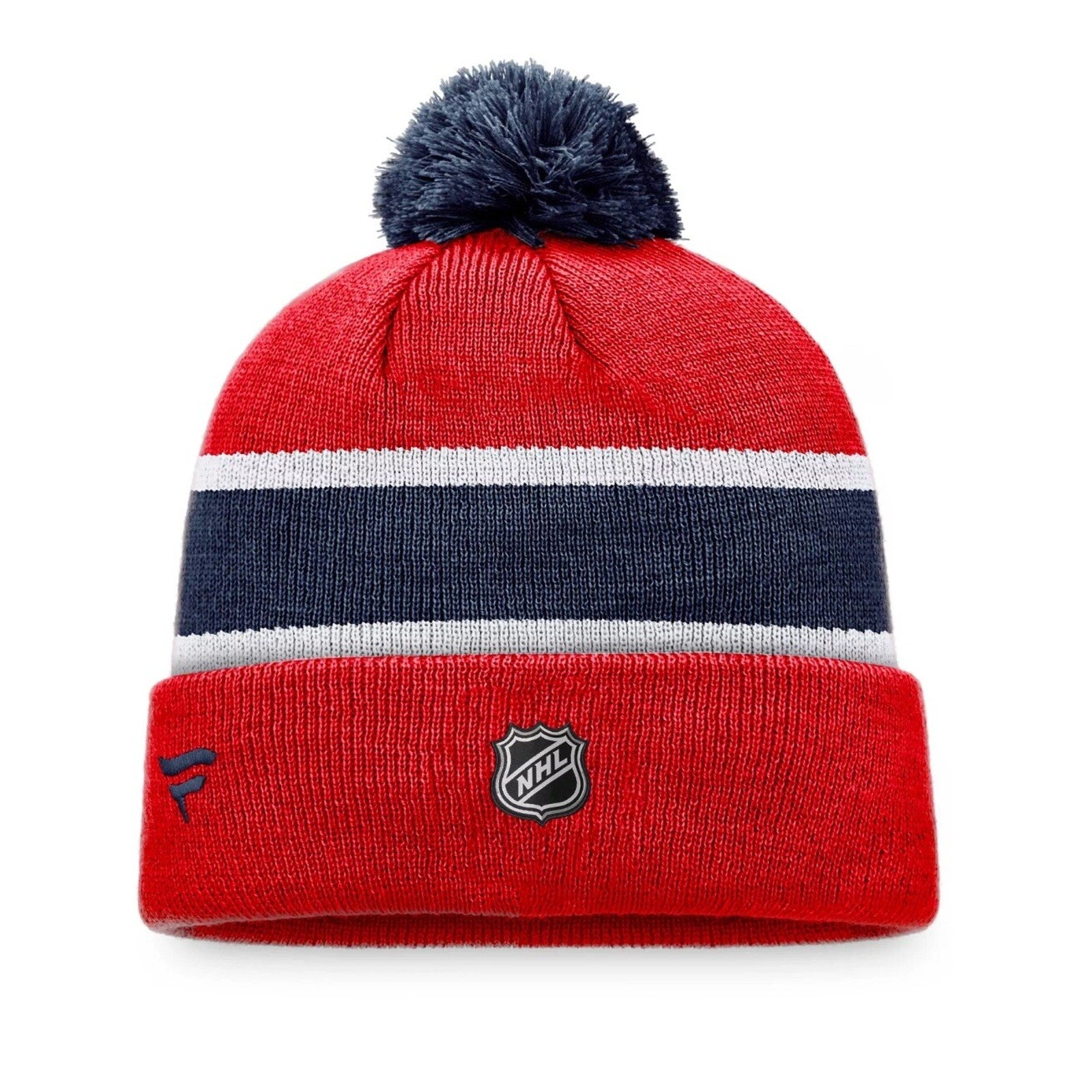 Men's Fanatics Red/Navy Washington Capitals Breakaway Cuffed Knit Hat with Pom