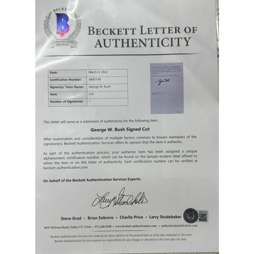 George W Bush Signed Souvenir Invading Iraq Speech COA 43 President USA