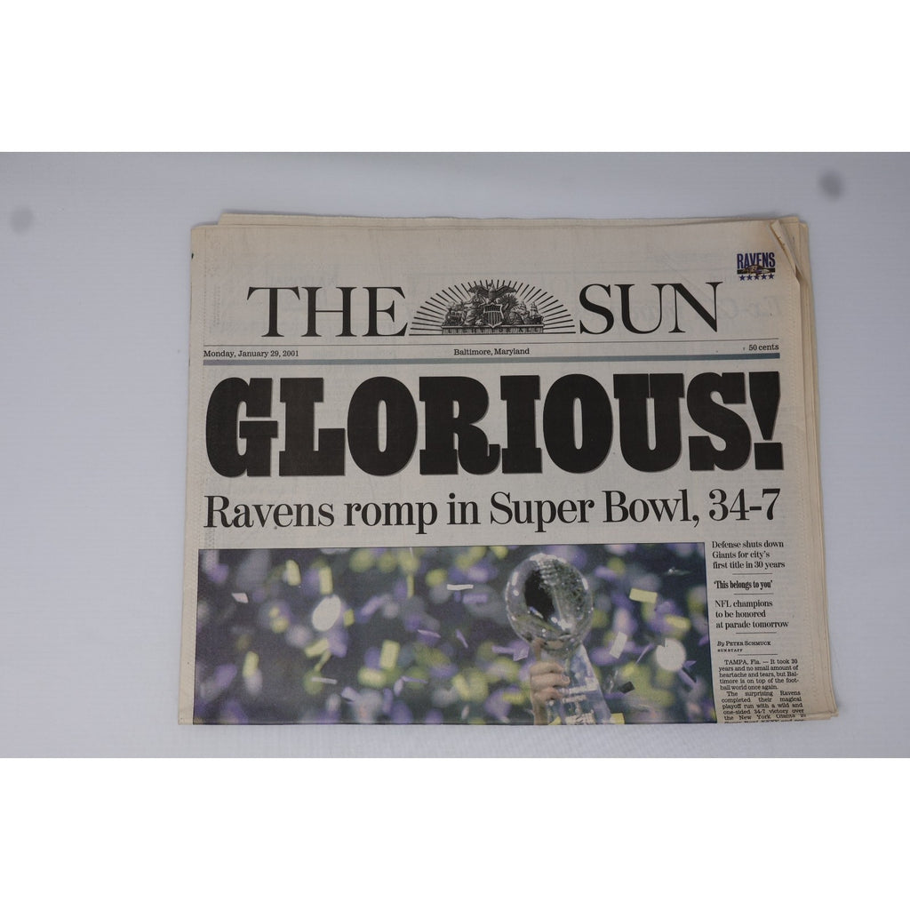Baltimore Ravens 2001 NFL Champs Set Of 3 Headlines/ Commemorative Newspapers