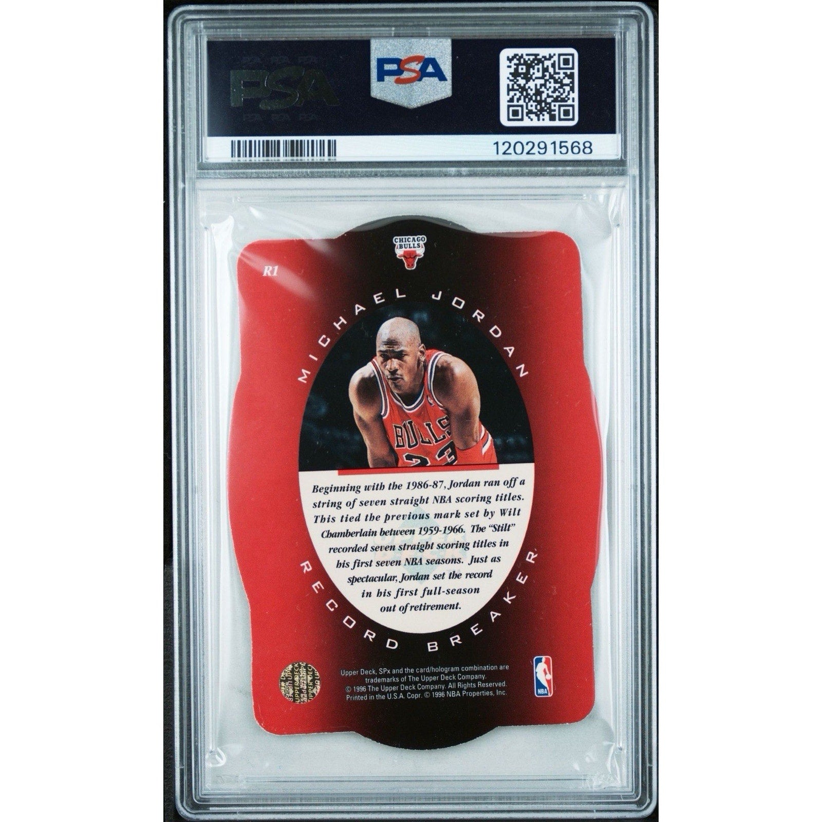1996 SPX RECORD BREAKER #R1 MICHAEL JORDAN - PSA 10 Chaco Bulls Basketball