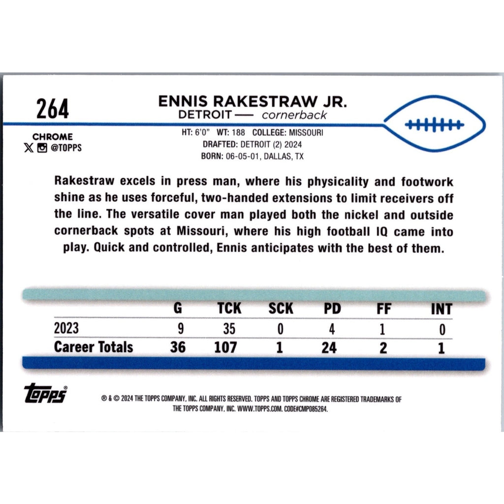 Ennis Rakestraw Jr 2024 Topps Chrome Rookies Teal Refractor /250 #264 Rookie RC
