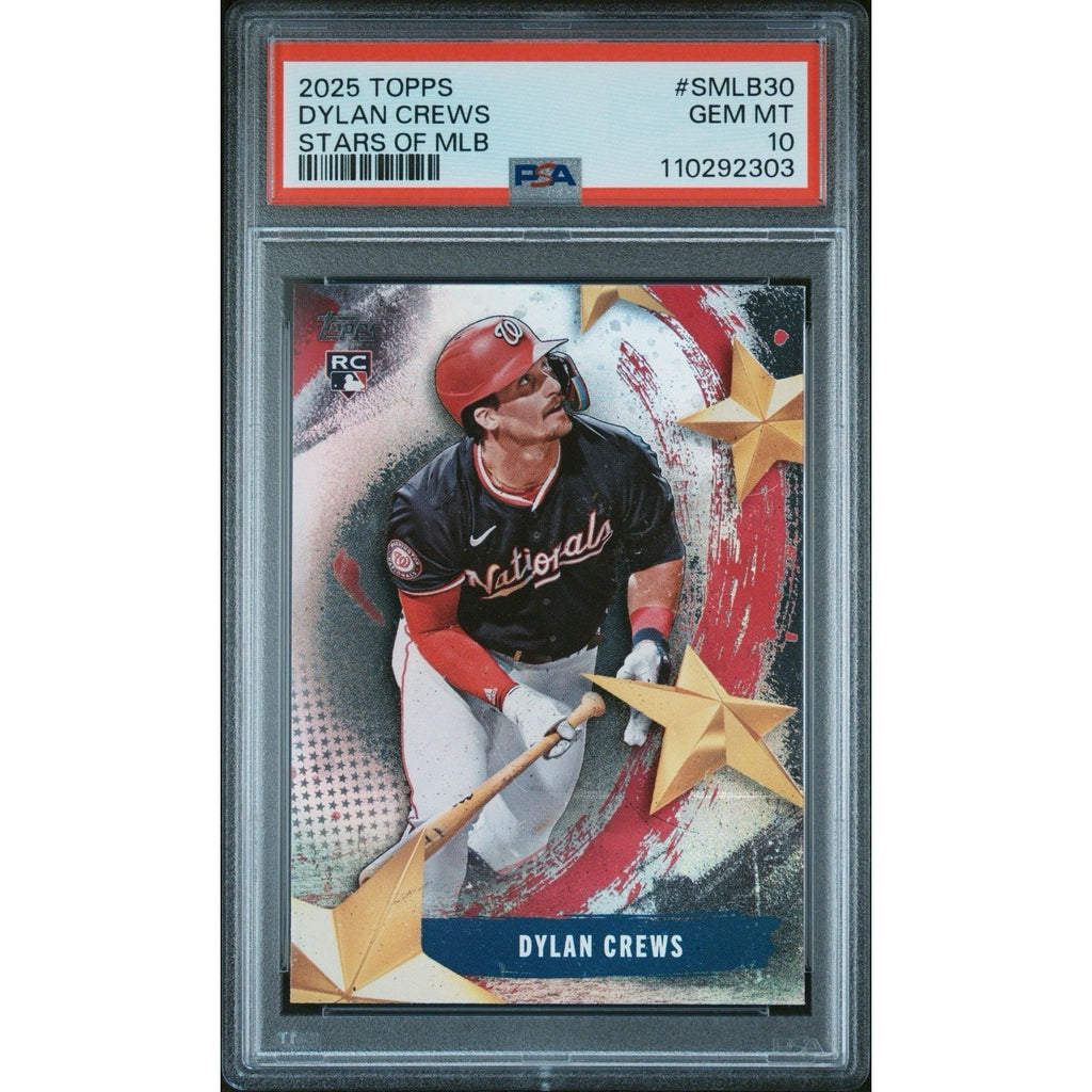 2025 TOPPS STARS OF MLB #SMLB30 DYLAN CREWS PSA 10 Gem Mint Rookie RC Nationals