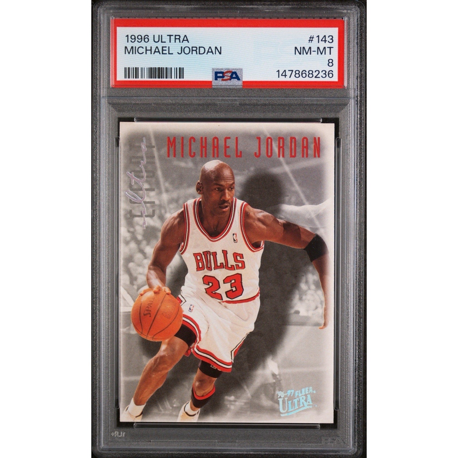 1996 Ultra Michael Jordan #143 PSA 8 Near Mint Chicago Bulls vintage NBA basketball card front
