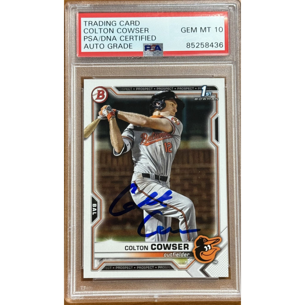 2021 1st Bowman Draft Colton Cowser PSA DNA 10 Gem Mint Auto Rookie BD168 Oriole