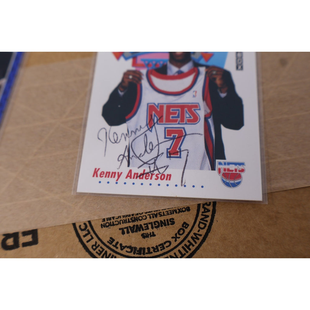 Close-up of Kenny Anderson autograph on 1992 rookie card