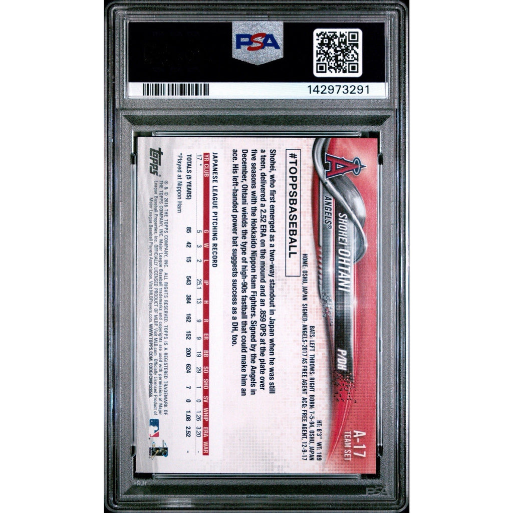 2018 Topps Team Set SHOHEI OHTANI Los Angeles Angels Team Set RC #A-17 PSA 9
