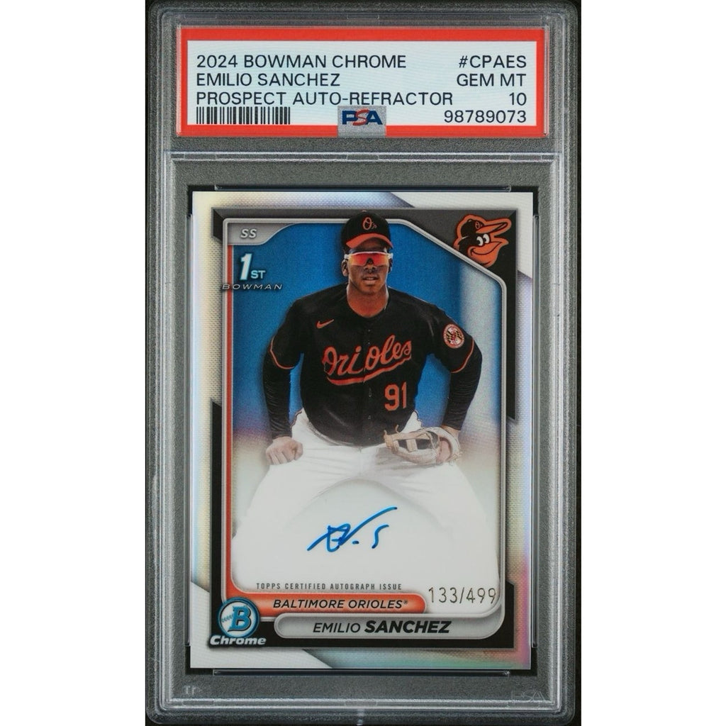 Emilio Sanchez 2024 Bowman Draft 1st REFRACTOR #CPAES Auto /499 PSA 10 RC