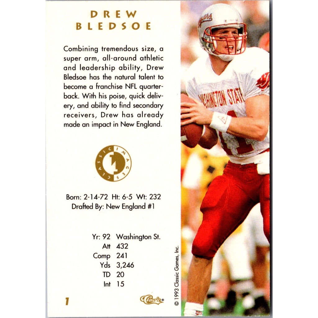 Drew Bledsoe 1993 Classic Images Four Sport #1 Rookie RC New England Patriots