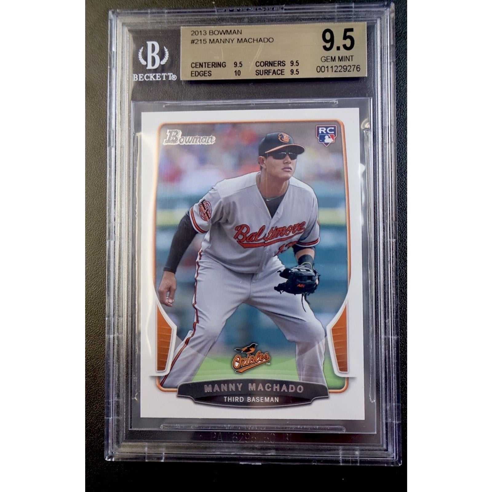 MANNY MACHADO 2013 Bowman #215 RC BGS 9.5 TRUE GEM MINT ROOKIE Baltimore Orioles