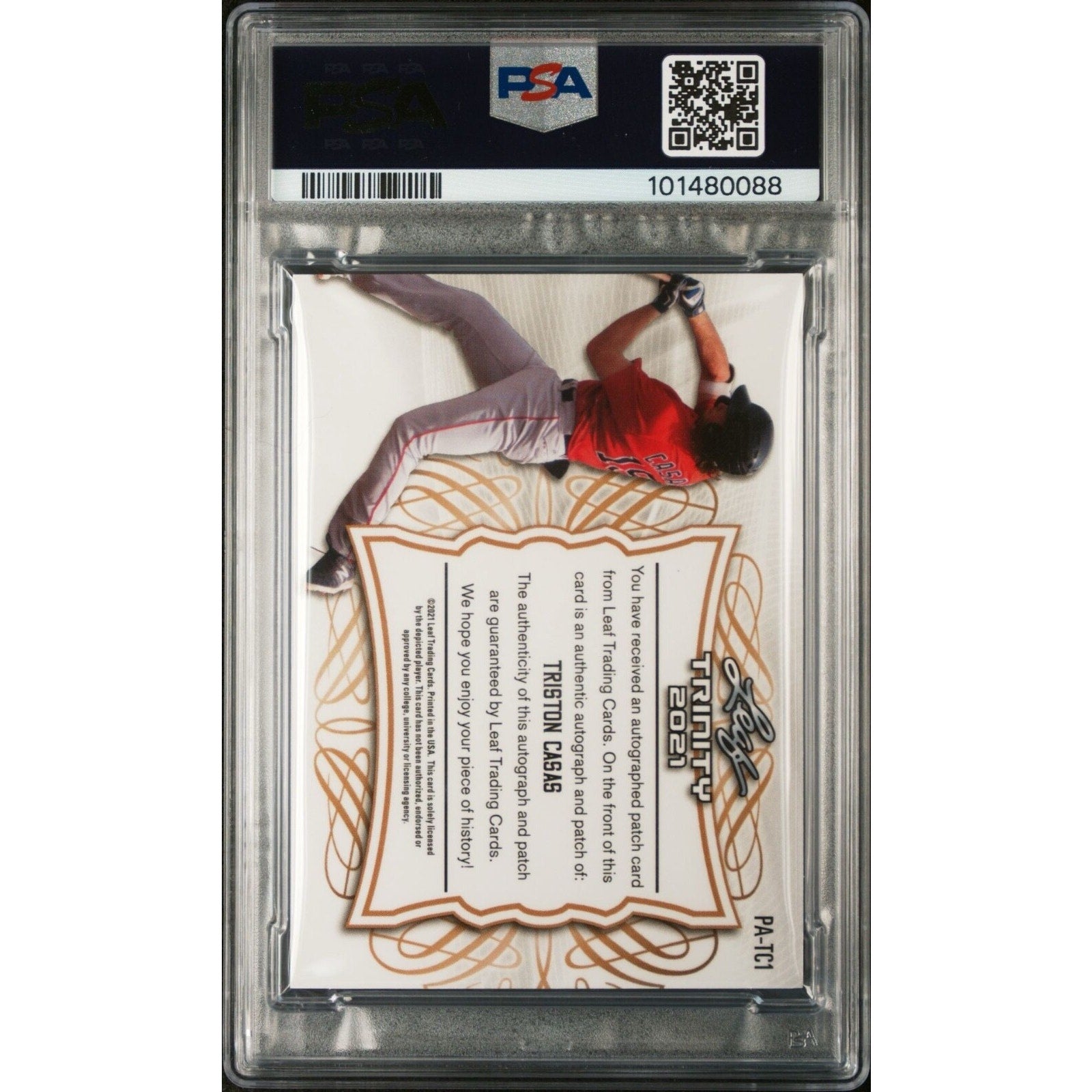 2021 LEAF TRINITY PATCH AUTOGRAPH TC1 TRISTON CASAS Red Sox PSA 10 POP 1 RPA RC