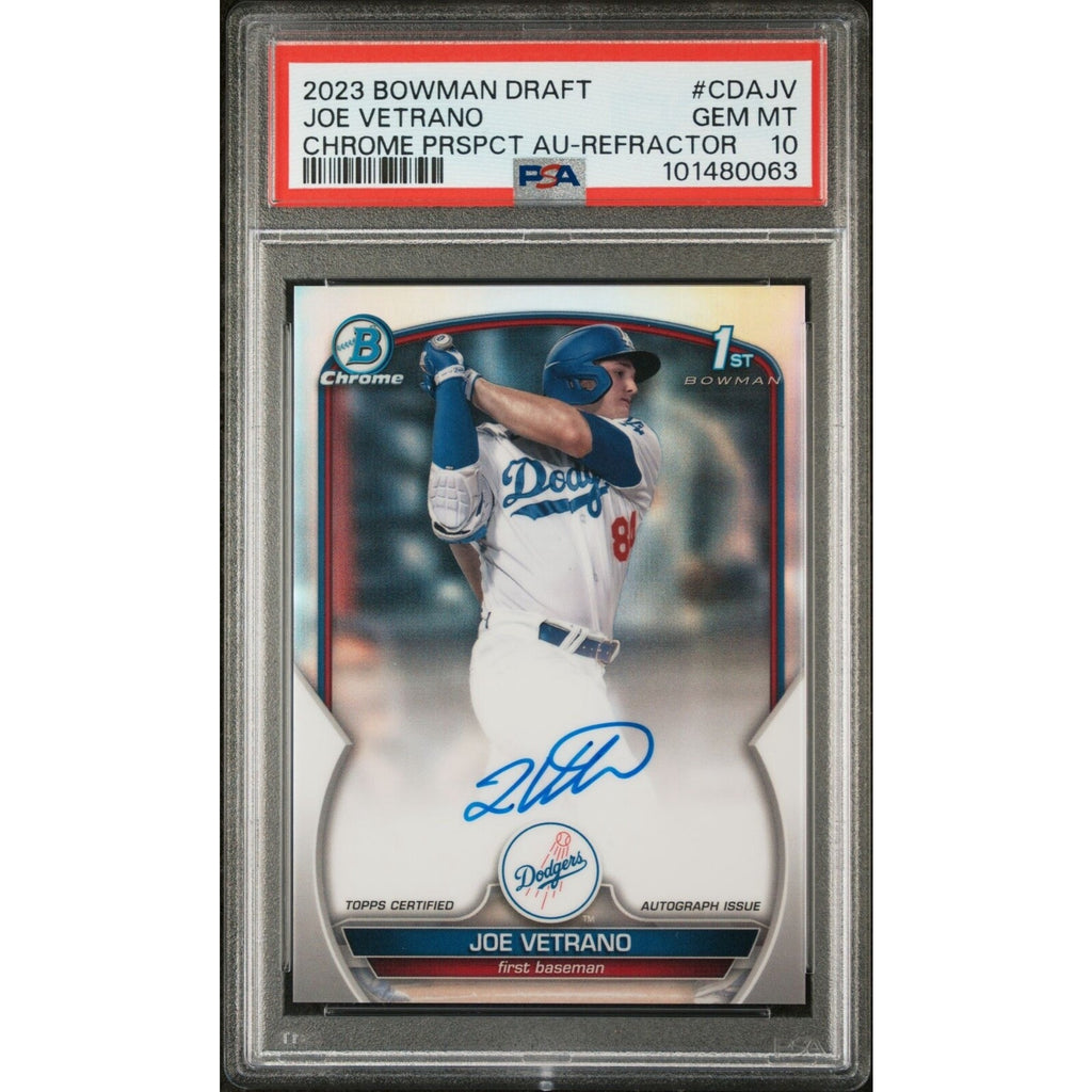 2023 Bowman Chrome Draft Joe Vetrano Refractor 1st Auto /499 CDAJV PSA 10 Dodger