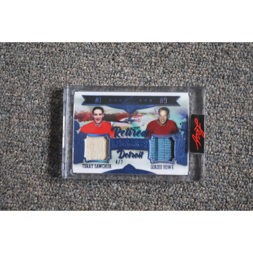 2022 Leaf Art Of Hockey Retired Remnants Gordie Howe Terry Sawchuk #RR-32 4/7