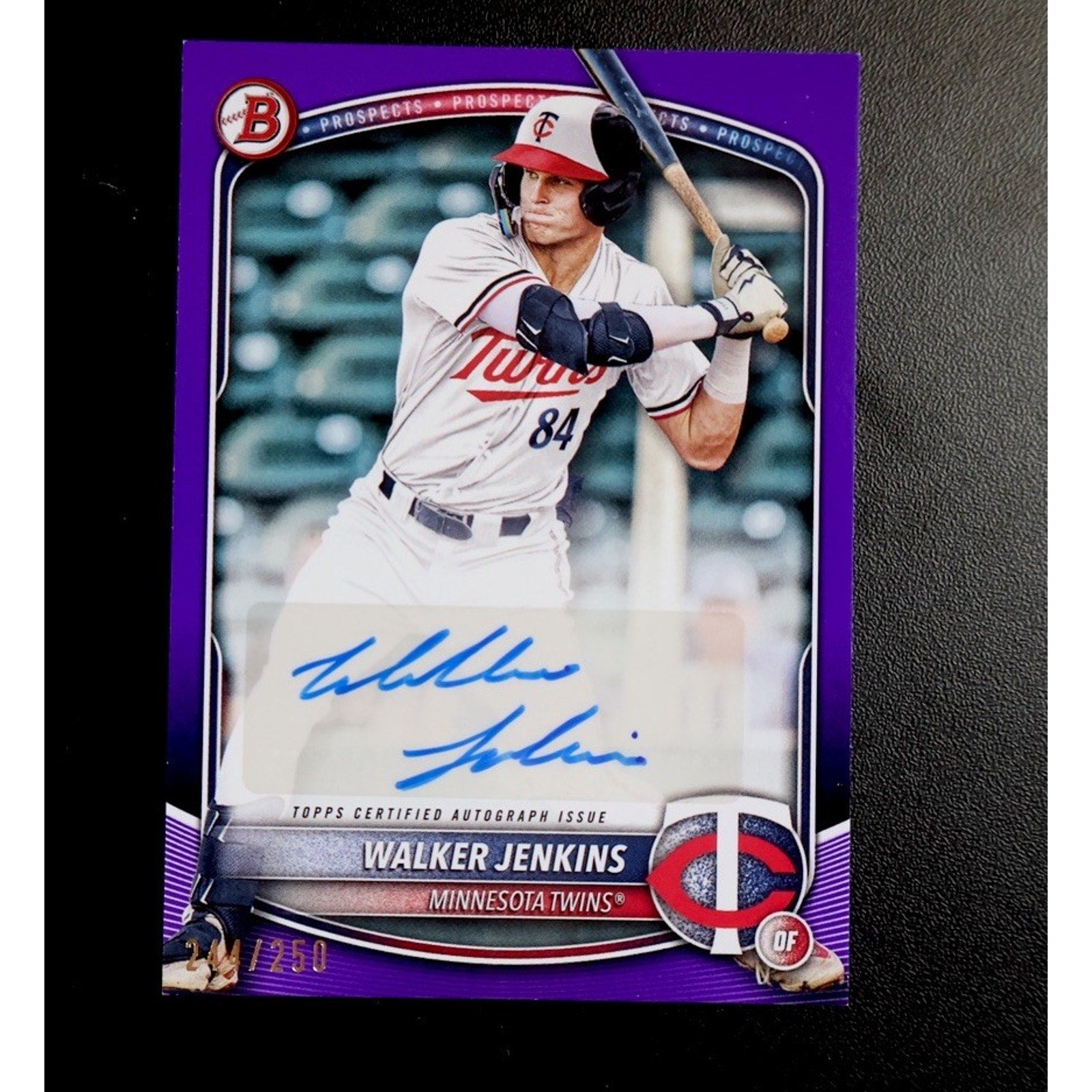 2025 Bowman Walker Jenkins Purple Auto /250 #BPA-WJ Minnesota Twins Rookie RC