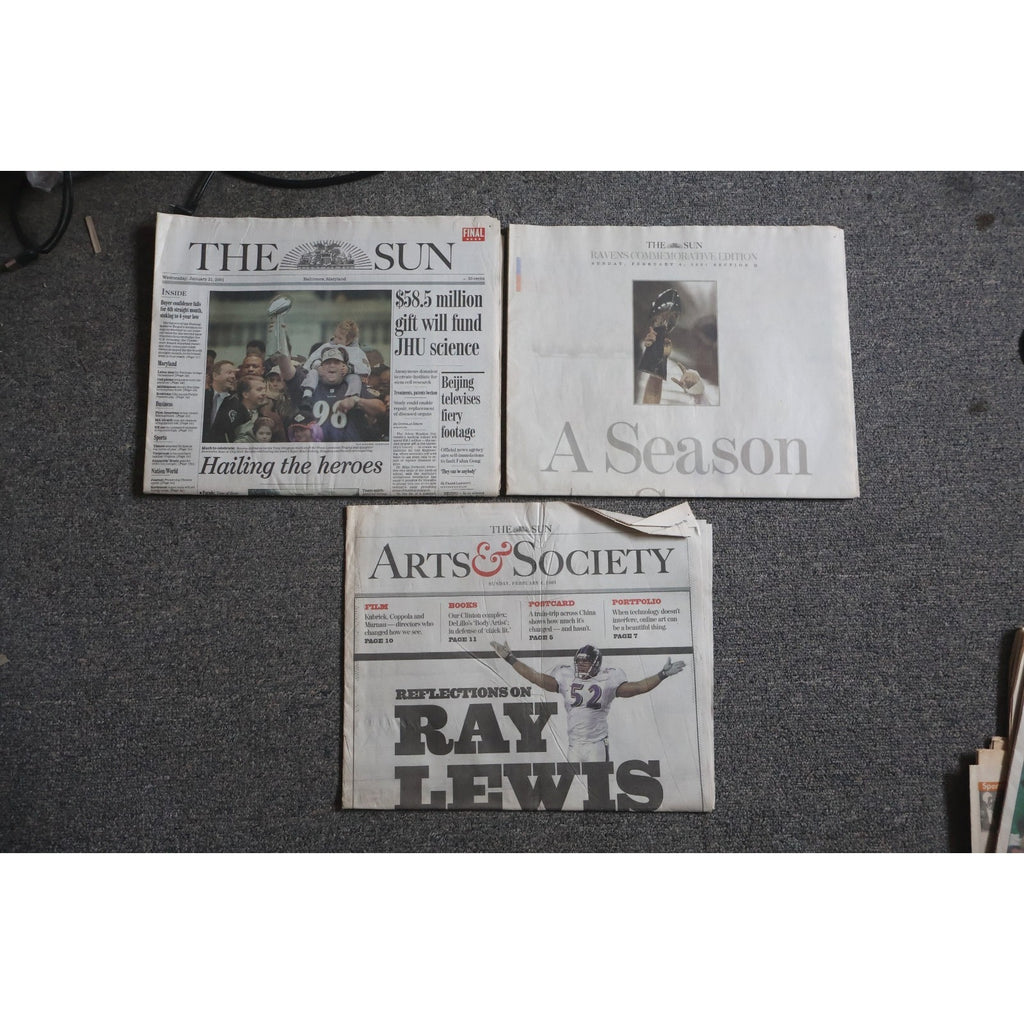 Baltimore Ravens 2001 Super Bowl Champs Newspapers Commemorative