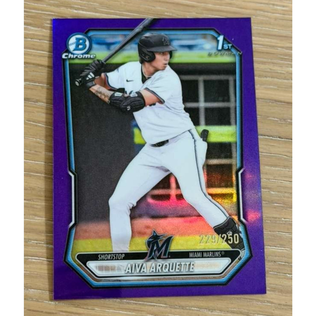 2026 Bowman Chrome Aiva Arquette 1st Purple Refractor /250 Draft Rookie Marlins