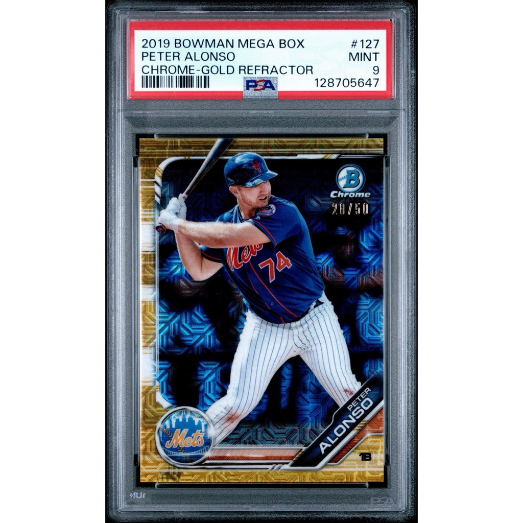 2019 Bowman Mega Box Chrome Pete Alonso Rookie Gold Refractor /50 #127 PSA 9 - Factory Sealed