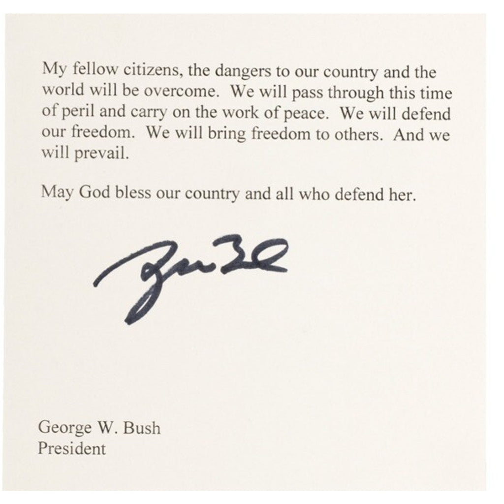 George W Bush Signed Souvenir Invading Iraq Speech COA 43 President USA
