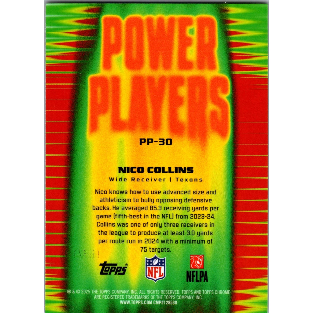 Nico Collins 2025 Topps Chrome Football Power Players /199 Blue #PP-30