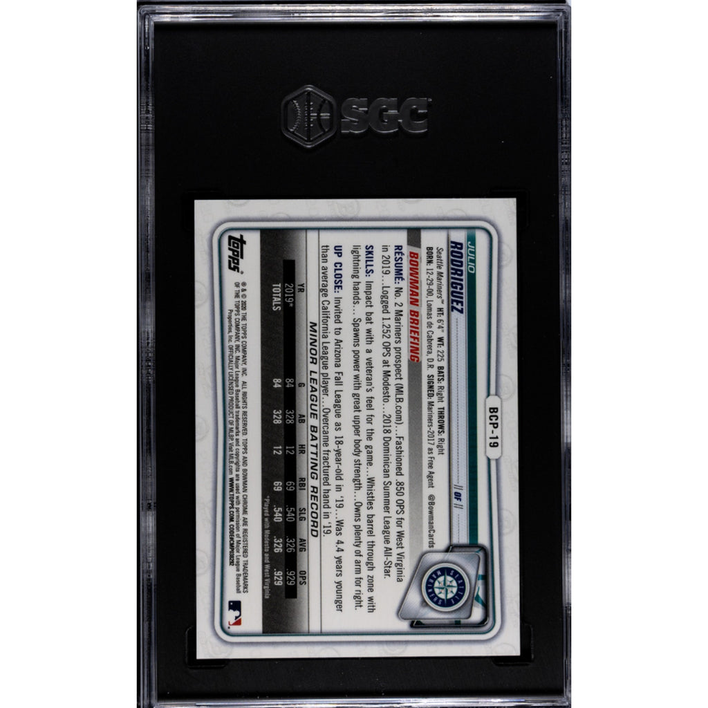 2020 Bowman Chrome Pros Speckle Refractor /299 BCP19 Julio Rodriguez SGC 9.5 RC