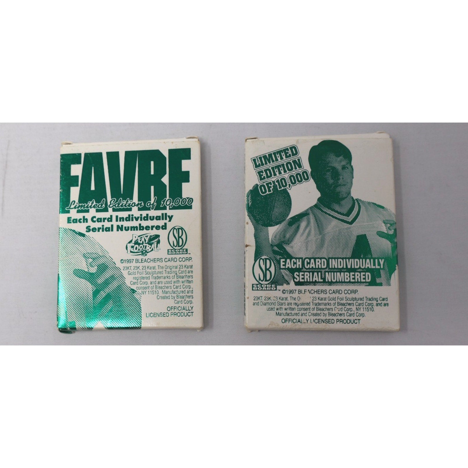 Lot Of 2 Brett Favre 1997 23 Karat Gold Cards Score Board /10000 Box+COA
