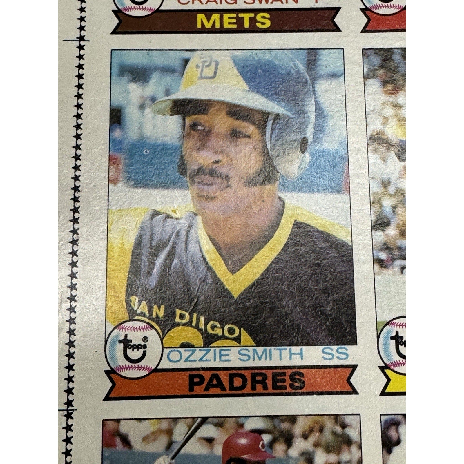 1979 Topps Baseball Card Full Sheet Uncut 144 Cards Roll Vintage Ozzie Smith RC