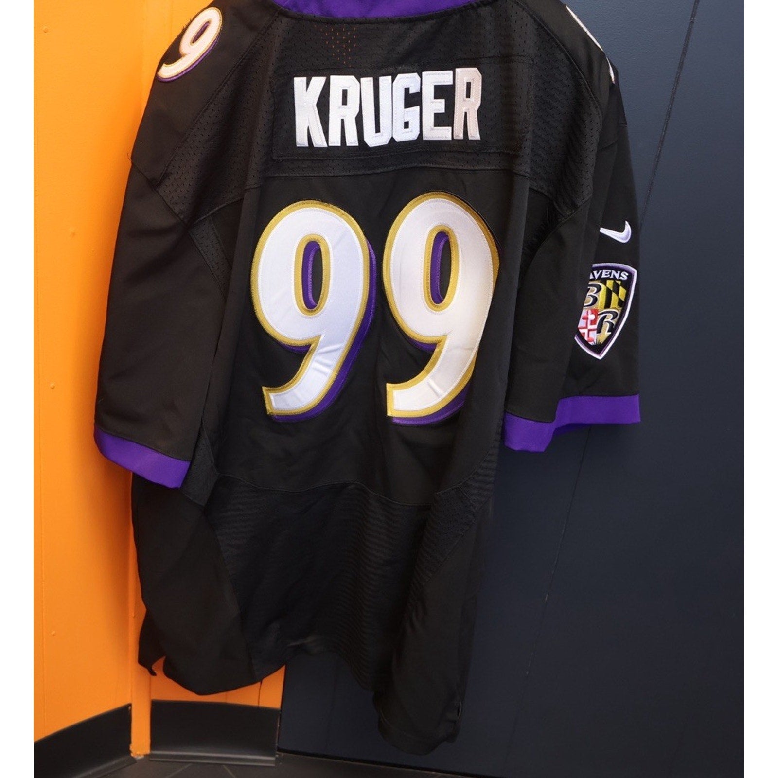 Paul Kruger On Field Jersey Art Model Patch Nike Size 56 Ravens Equipment NFL