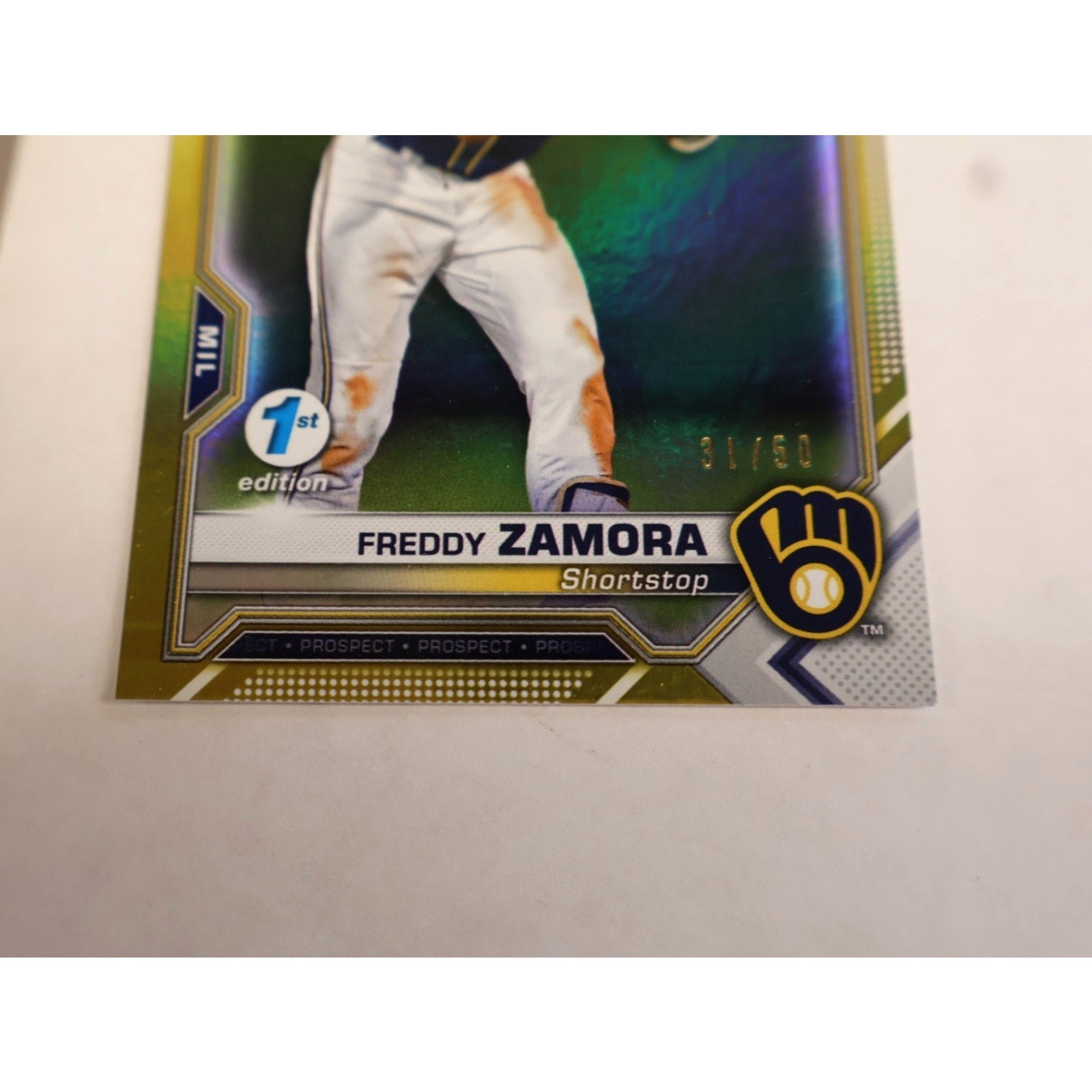 Freddy Zamora 2021 Bowman 1st Edition #BFE-2 Gold Foil /50 (RC) Future Star Mint