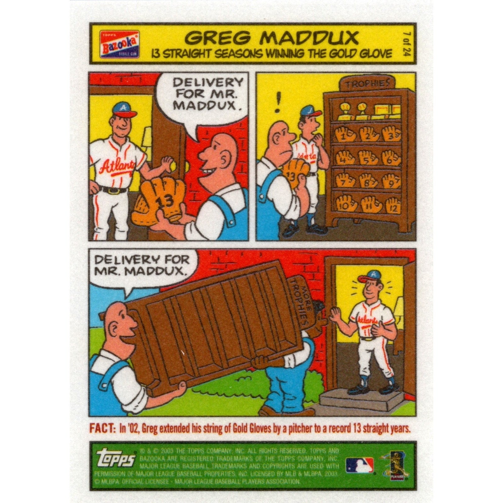 Greg Maddux 2003 Topps Bazooka Comics Atlanta Braves #7 /24 Mint