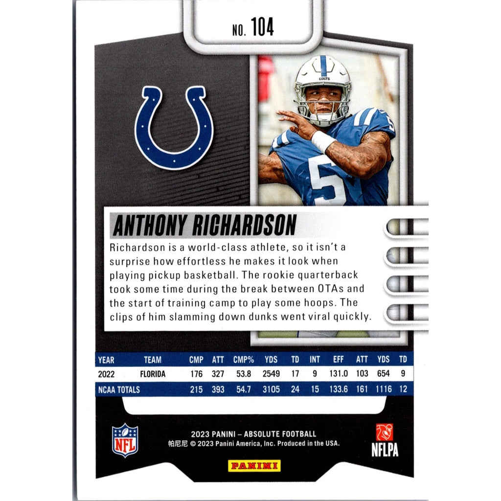 2023 Absolute Football Anthony Richardson #104 Rookie RC Indianapolis Colts