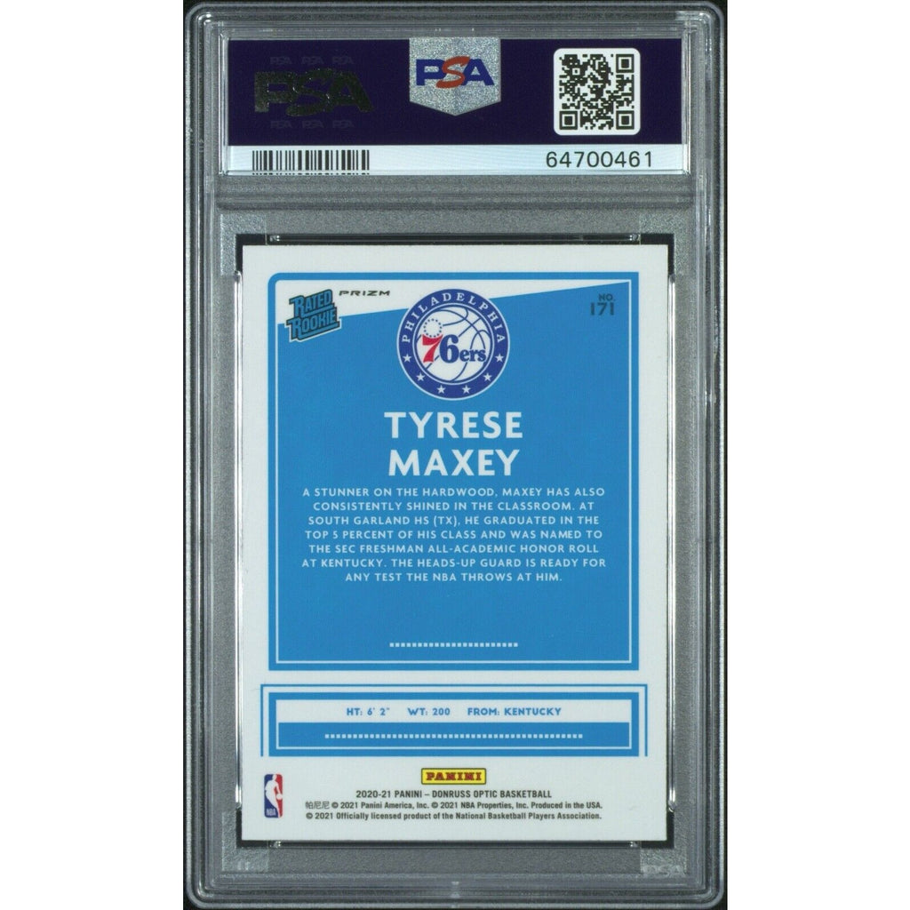 2020 Panini Donruss Optic Tyrese Maxey 171 Fanatics Set Rookie Card PSA 10 76ers