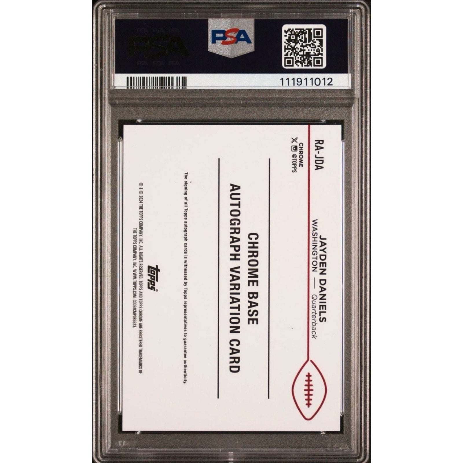 2024 Topps Chrome Jayden Daniels Rookie Auto Aqua Refractor /199 PSA 9 #RA-JDA