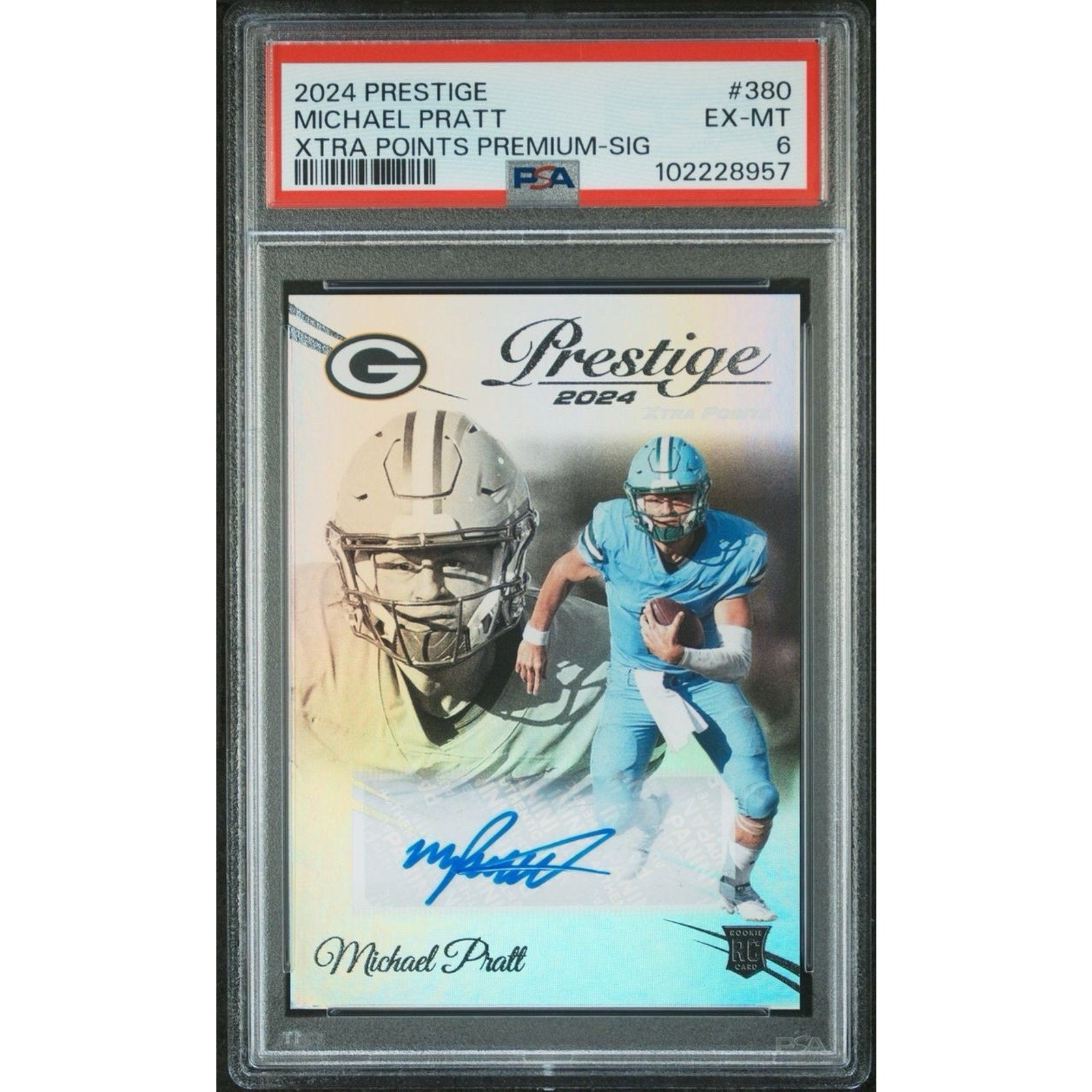 2024 Prestige Michael Pratt Auto Rookie Xtra Points Premium Sign Packers PSA