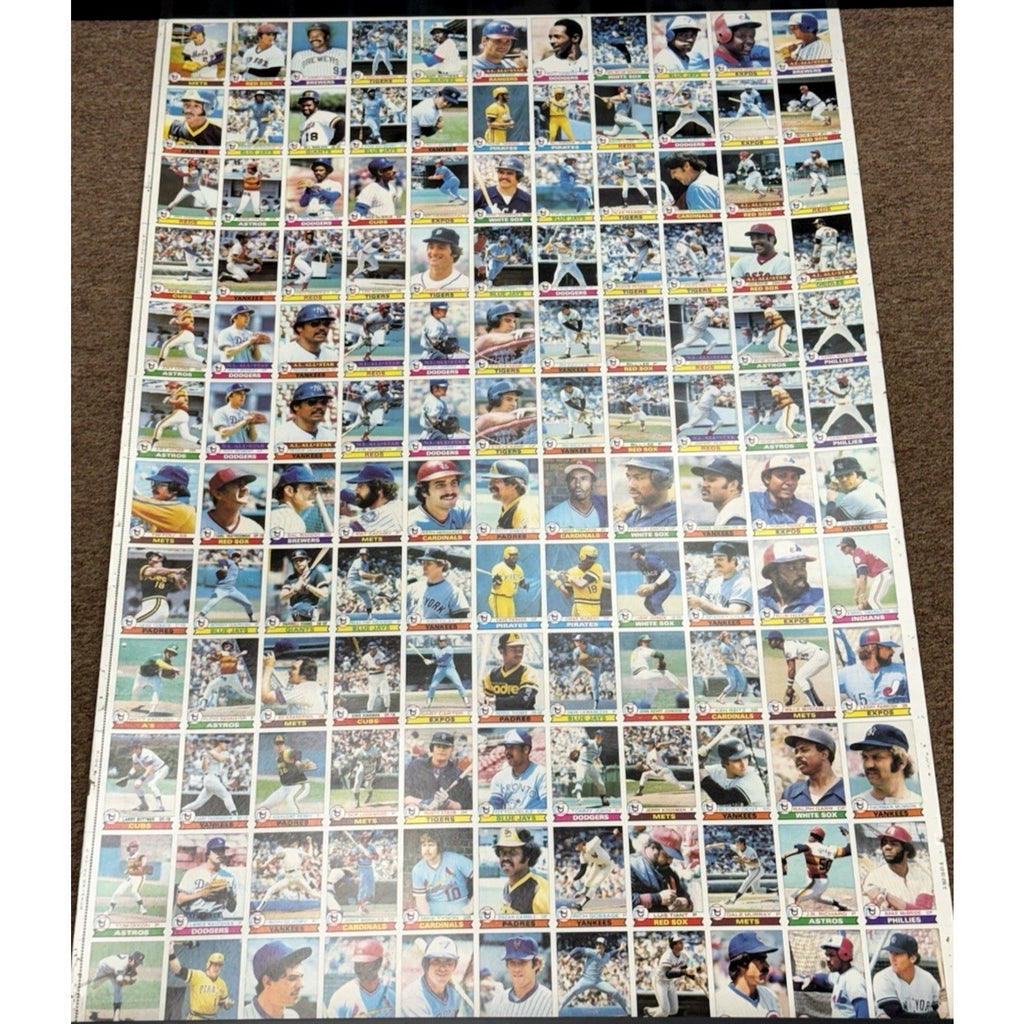 1979 Topps Baseball Card Full Sheet Uncut 144 Cards Roll Vintage Ozzie Smith RC
