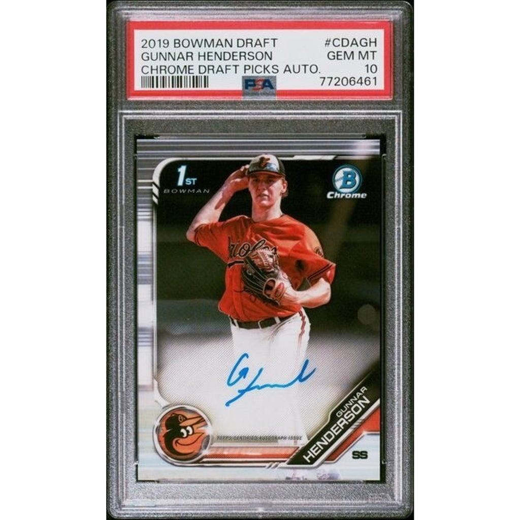 2019 Bowman Draft 1st Chrome GUNNAR HENDERSON Auto PSA 10 Rookie RC #CDAGH